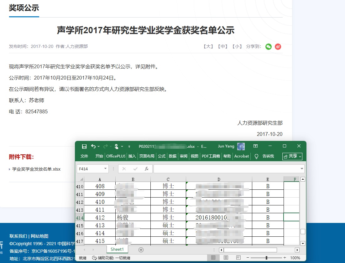 2017年学业奖学金公示